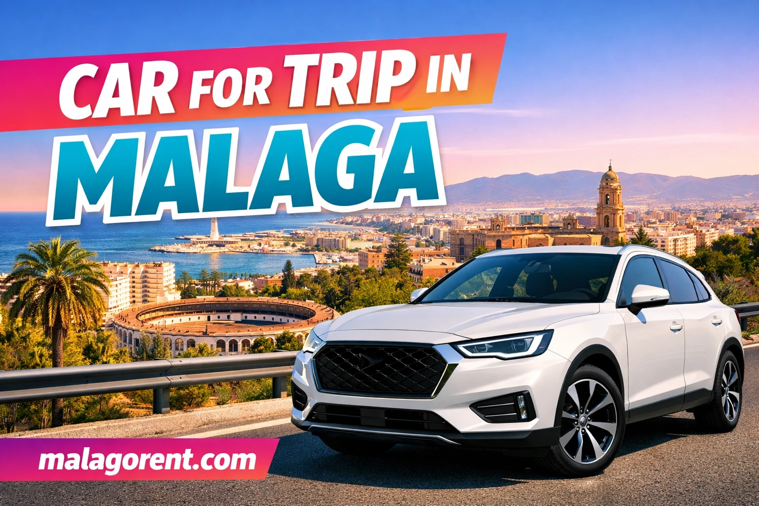 Car rental in Malaga with scenic Andalusia road trip view